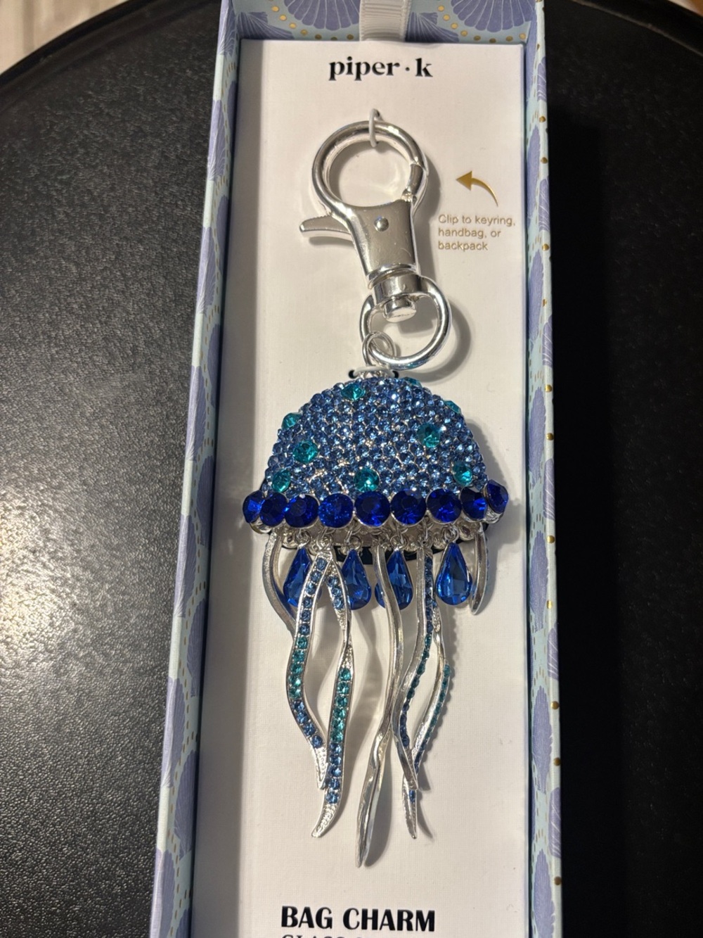 piper.k Blue Jellyfish Bag Charm Keychain